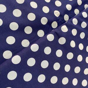 NEW From Bolt Cotton Fabric BTY Navy Blue w/ Light Blue Nickel Size Polka Dots